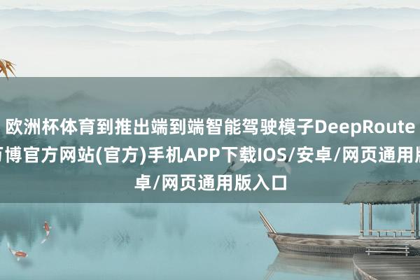 欧洲杯体育到推出端到端智能驾驶模子DeepRoute IO-万博官方网站(官方)手机APP下载IOS/安卓/网页通用版入口